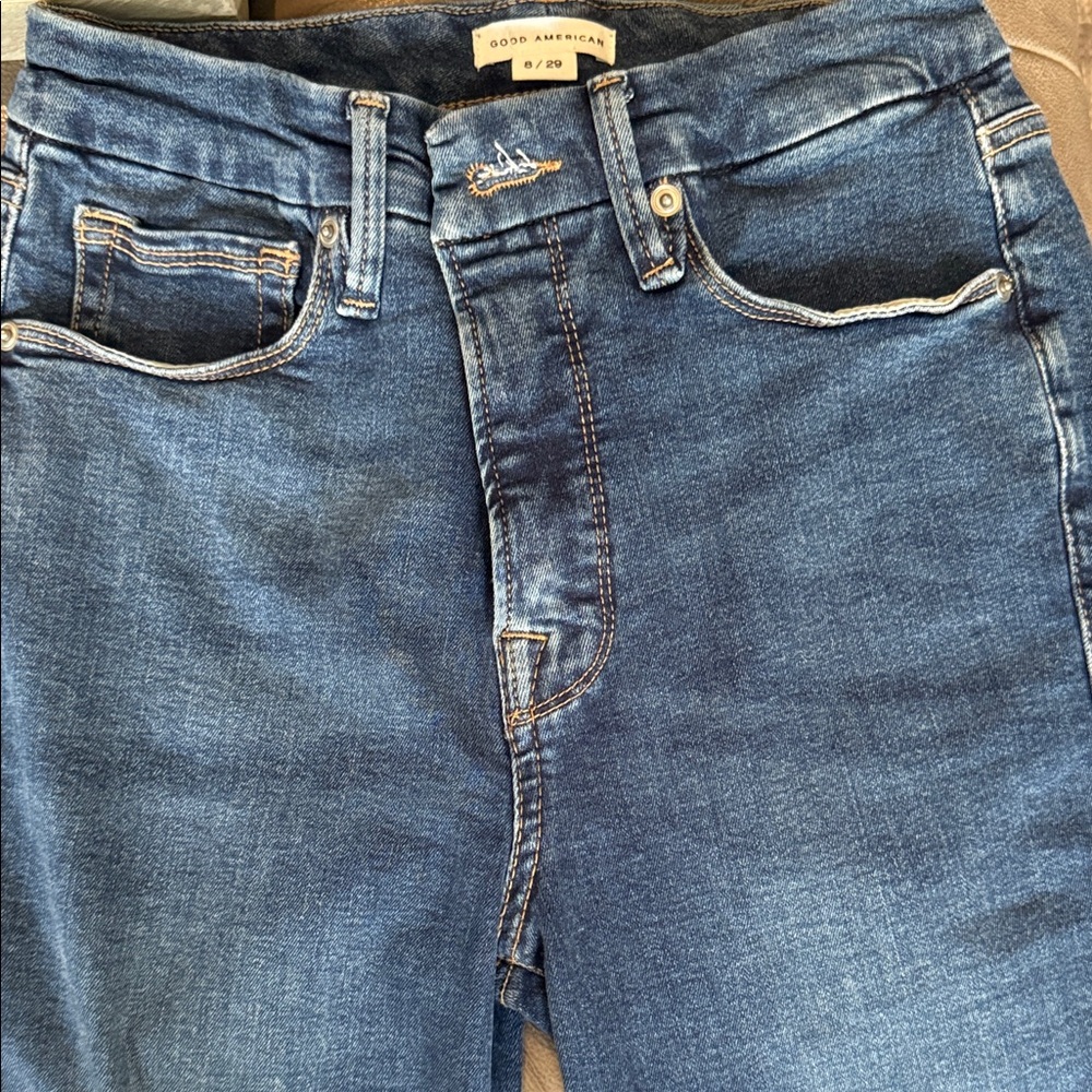 Good American Dark Blue Good Capri Jeans size 8 - Picture 3 of 4